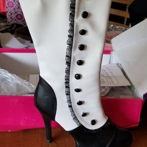 Funtasma vintage retro boots black white mid calf